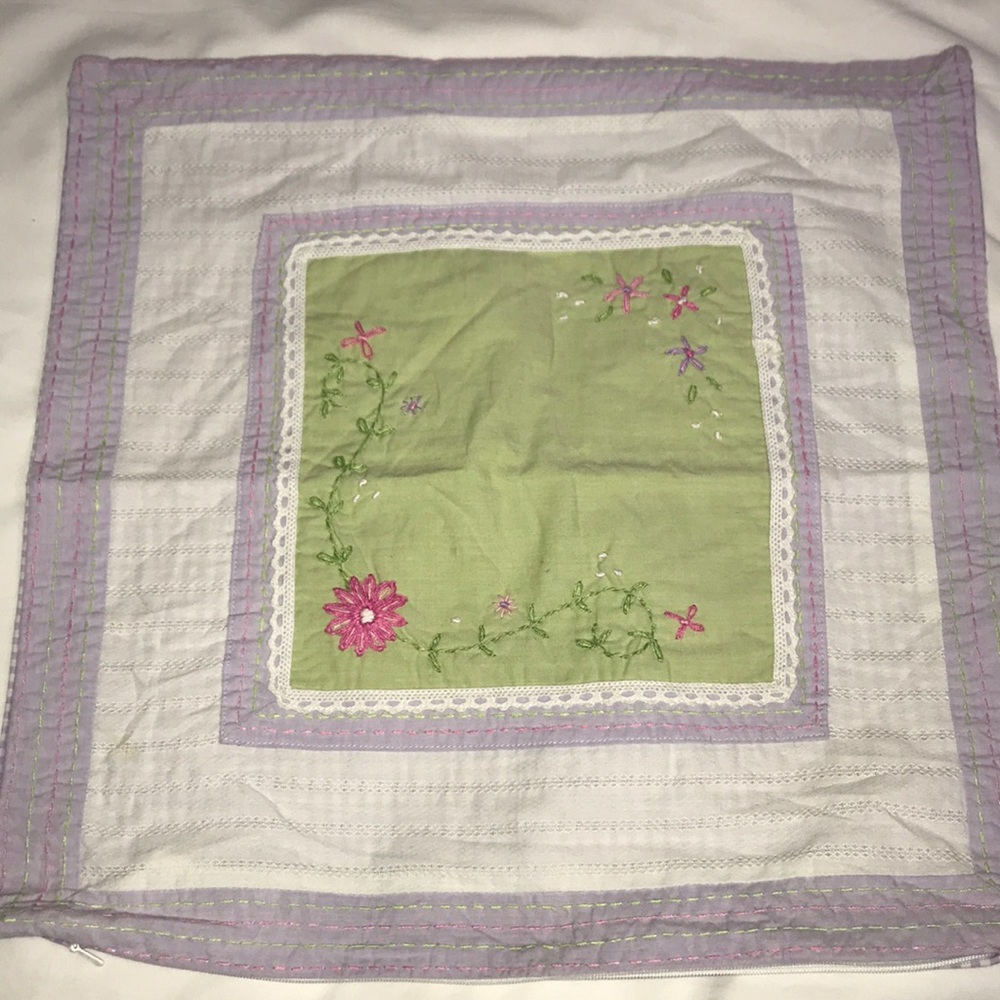 Pottery Barn Kids 16x16 Embroidered Lace Floral